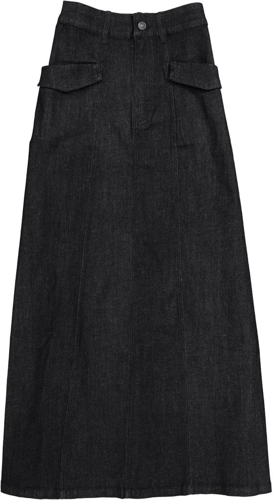 Denim Front Pocket Skirt - Black - Posh New York