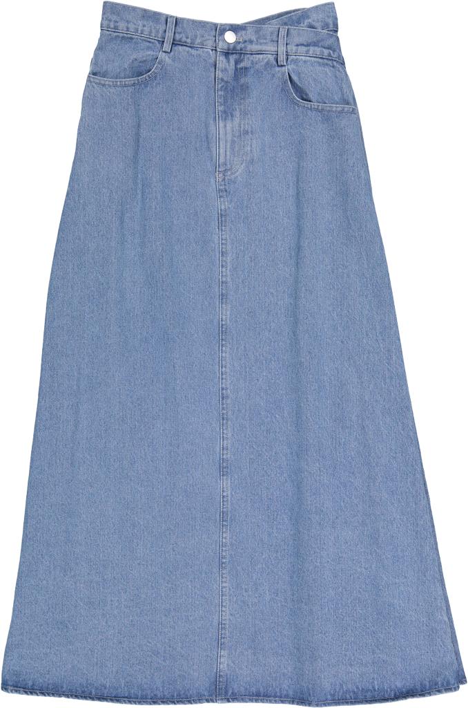 Drop Zip Denim Wash Skirt - Denim Blue - Posh New York