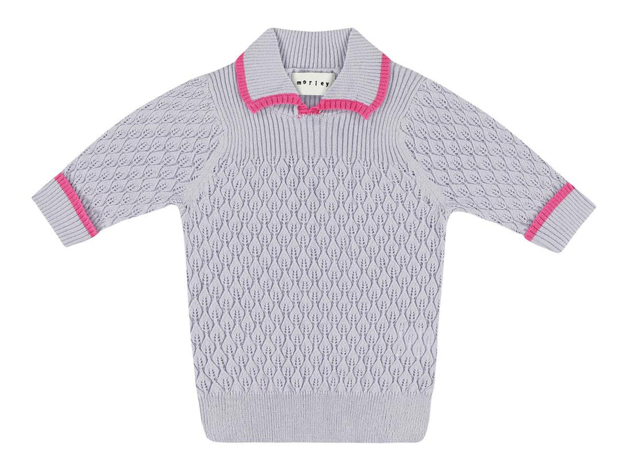 fitted sweat with small collar and short sleeves - Lavander - Posh New York