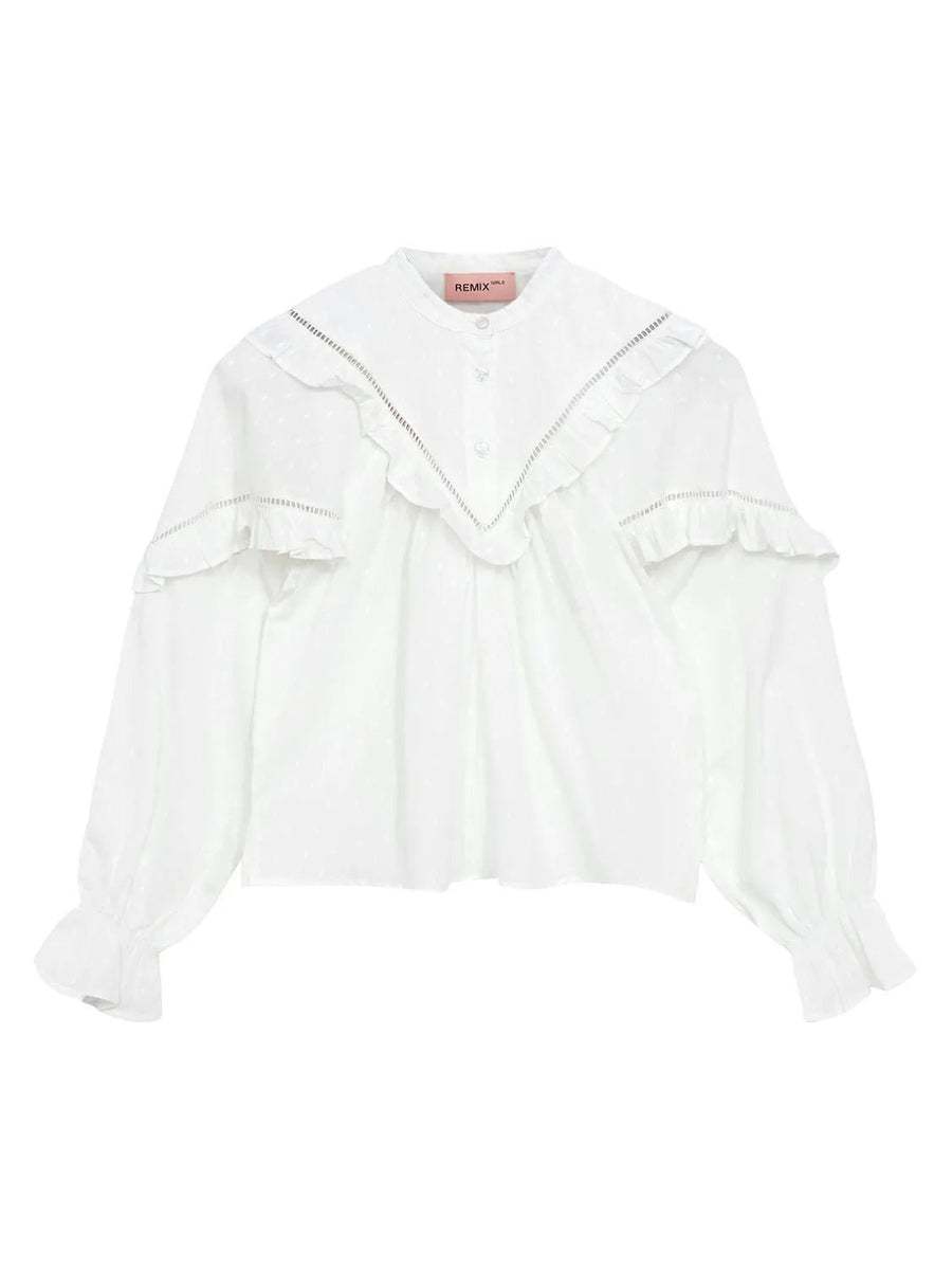 G Velma Ruffle Shirt - 001 Cream - Posh New York