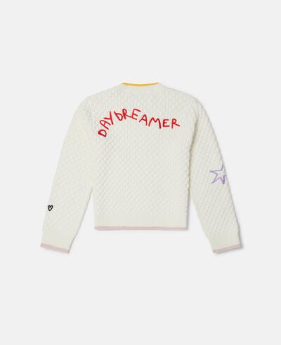 Girl Sweater With Daydreamer Scribble Embros - 101 White - Posh New York