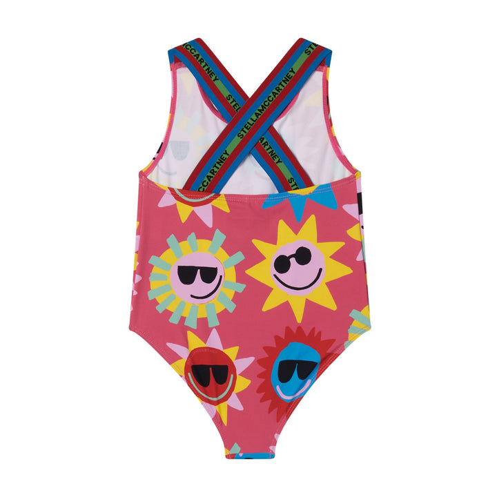 Graphic Sun Swimsuit with Strappy Logo Elastic - Pink - Posh New York