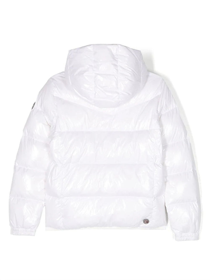 Hooded Down Coat in Shiny - White - Posh New York