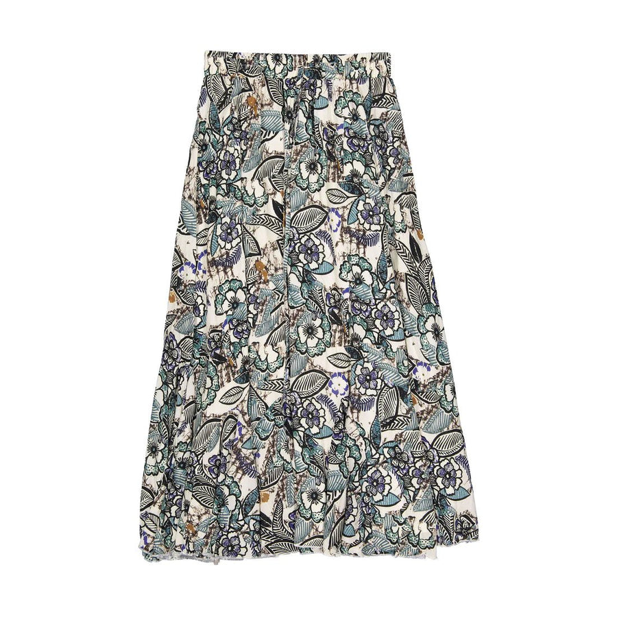 Ivory floral maxi Skirt - Teal - Posh New York