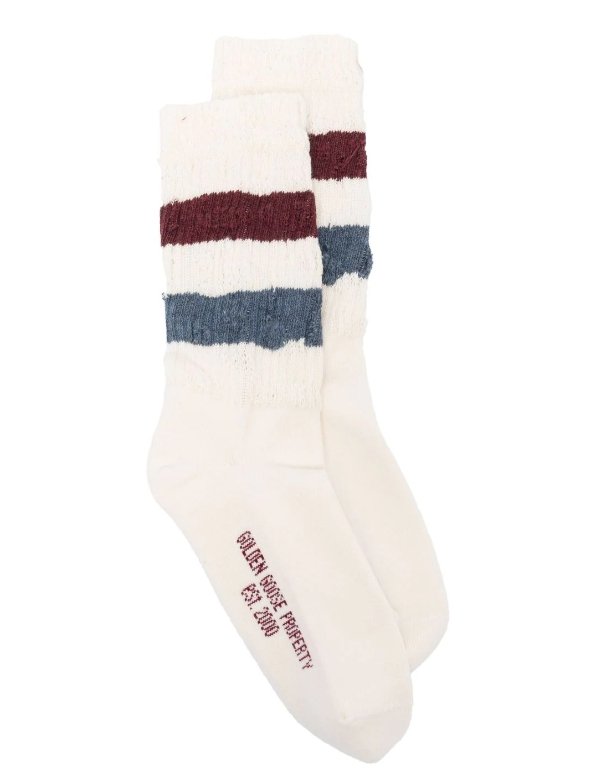 Kid`s Socks High Rib/Stripes & Breaks - Heritage White/Navy - Posh New York