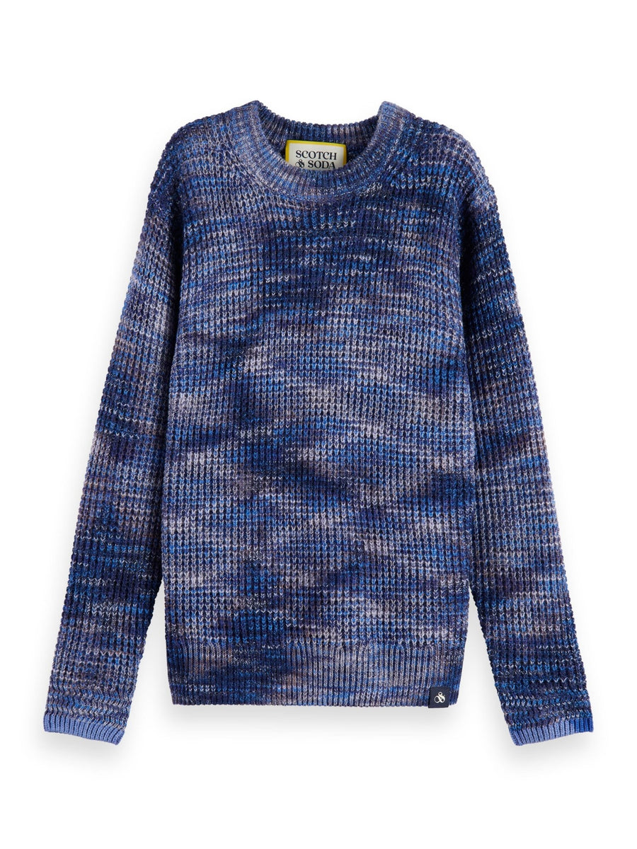Knitted Melange Pullover - Navy Blue - Posh New York