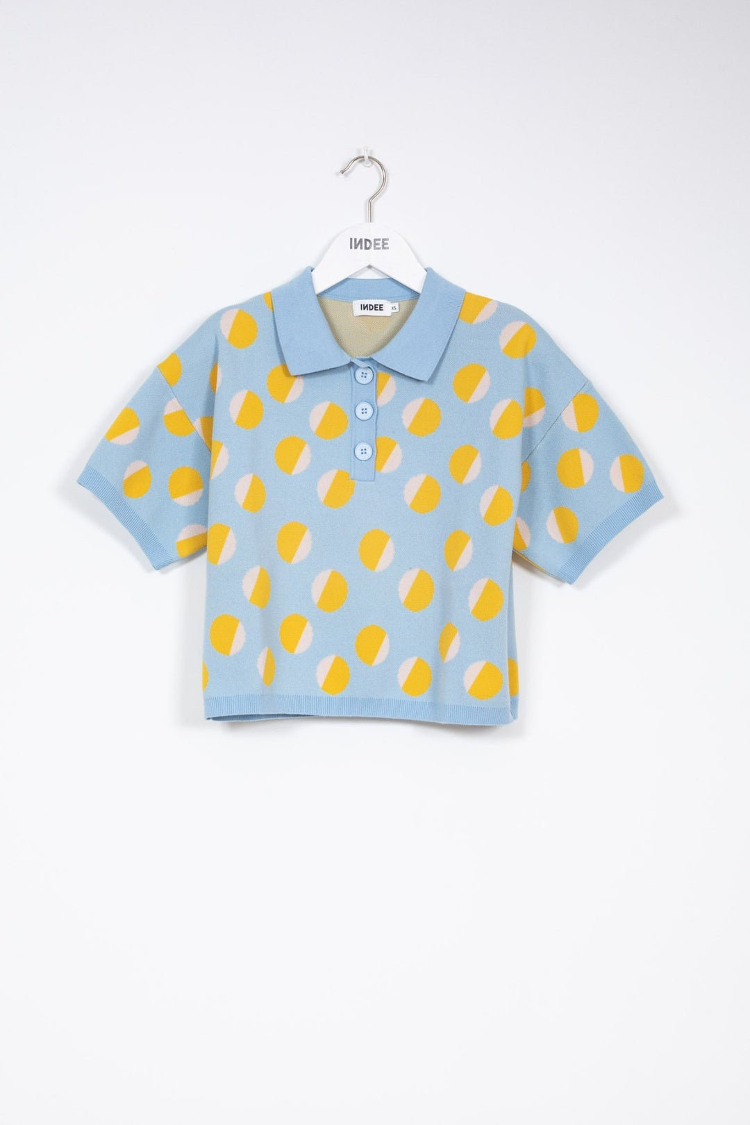 Knitted Polo with Dots - Astral Blue - Posh New York