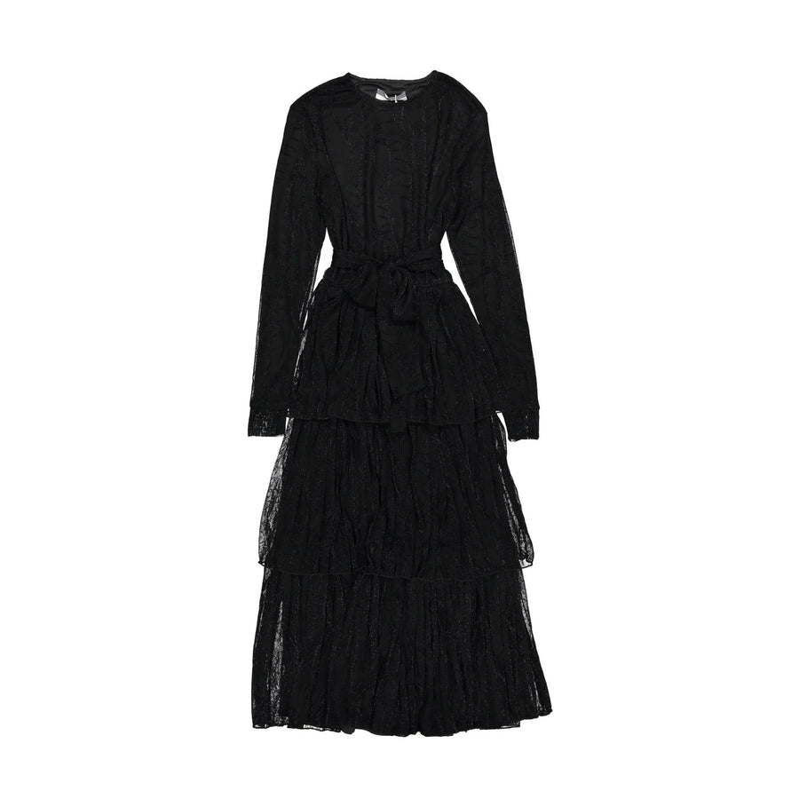 Layered Tulle Glitter Detail Dress - Black - Posh New York