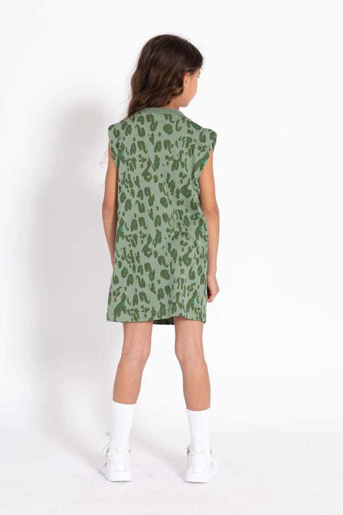 Leopard Sleevess Dress - Khaki - Posh New York