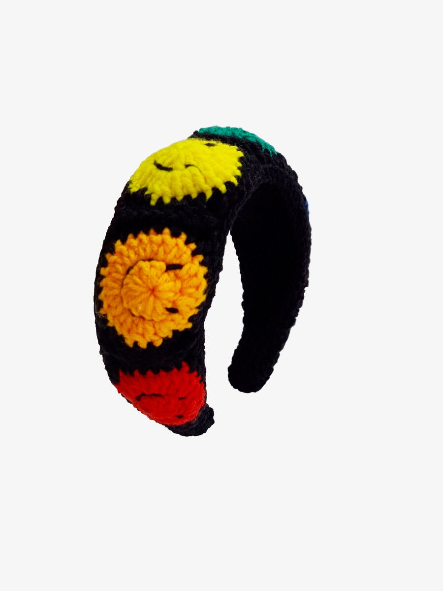 Multi Smile Crochet Hedband - Black - Posh New York