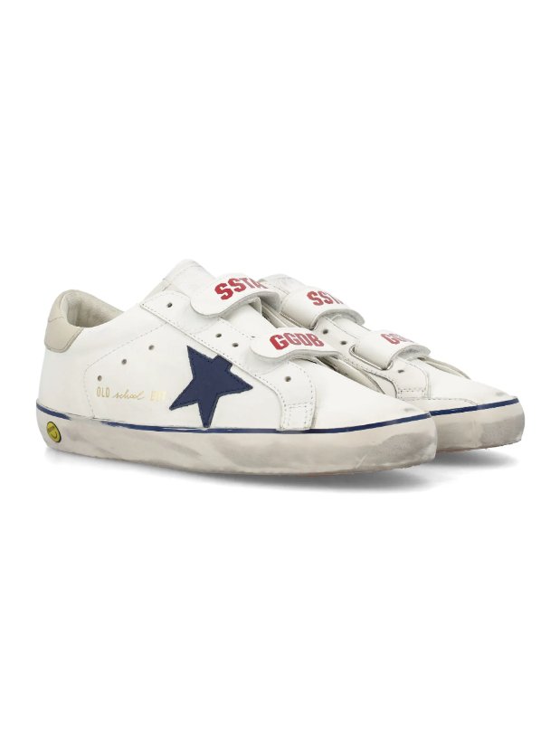 Old School Leather Upper Star and Heel - White/Blue/Sand - Posh New York