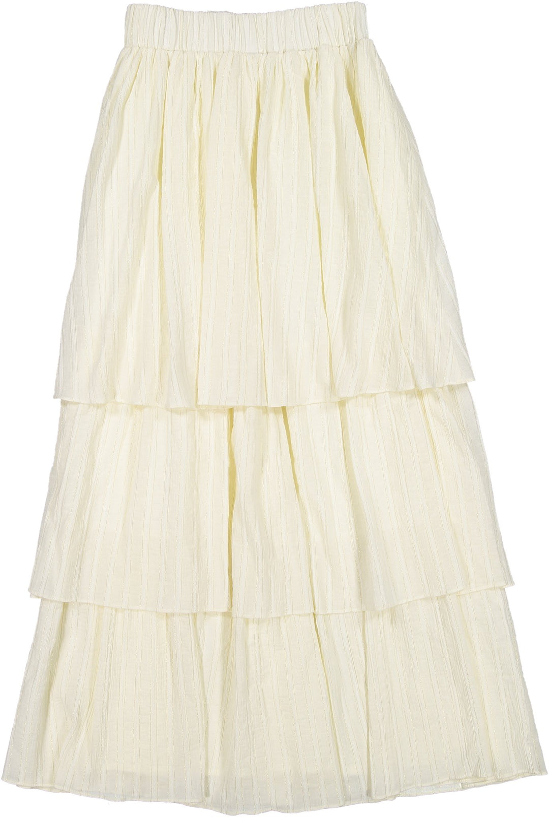 Pin Striped Ruffled Maxi Skirt - Cream - Posh New York