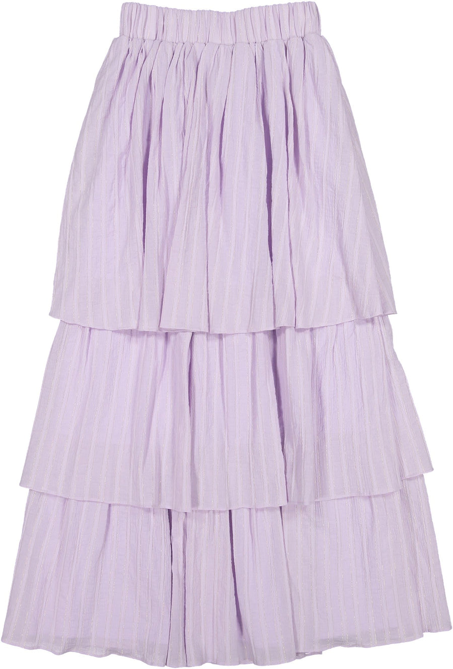 Pin Striped Ruffled Maxi Skirt - Purple - Posh New York
