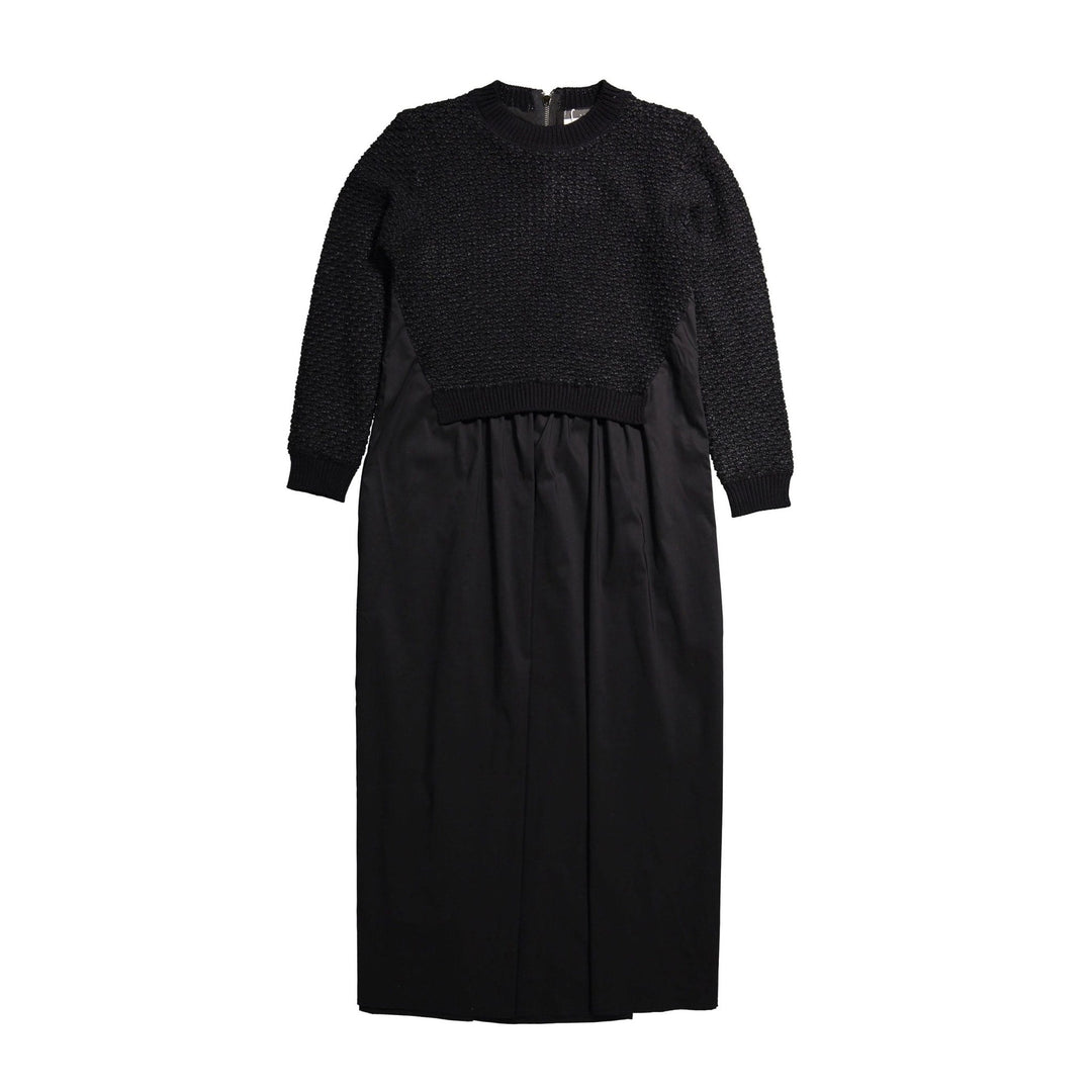 Popcorn Knit Dress - Black - Posh New York
