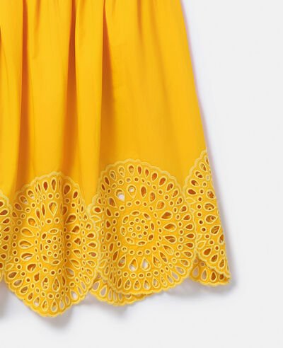 Popeline Skirt with Embroidery Anglaise - Yellow - Posh New York