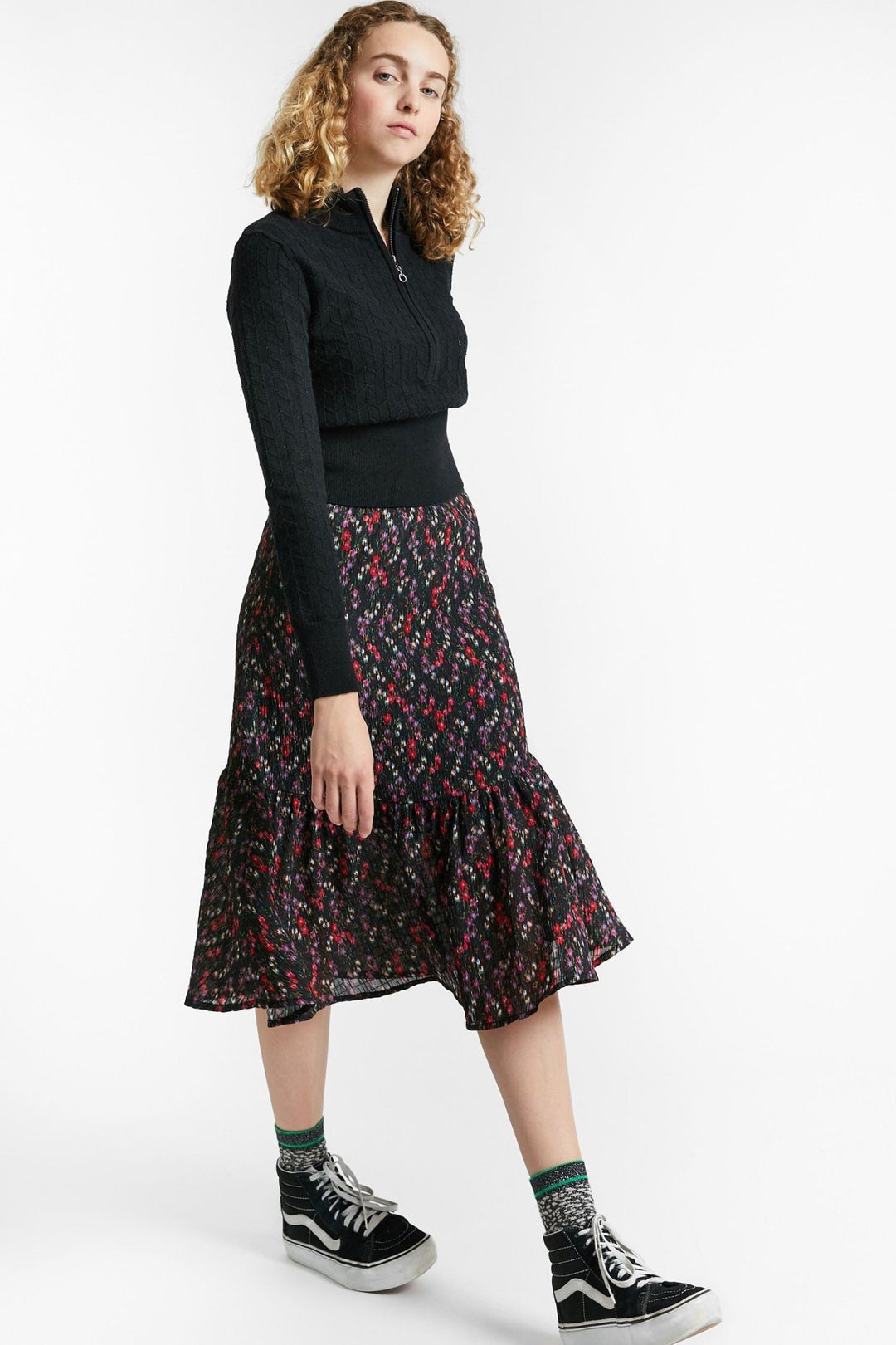 Printed Long Skirt - Black - Posh New York