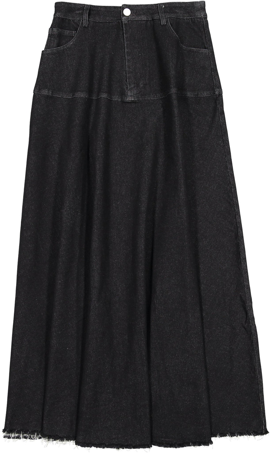Raw Edge Maxi Skirt - Dark Denim - Posh New York