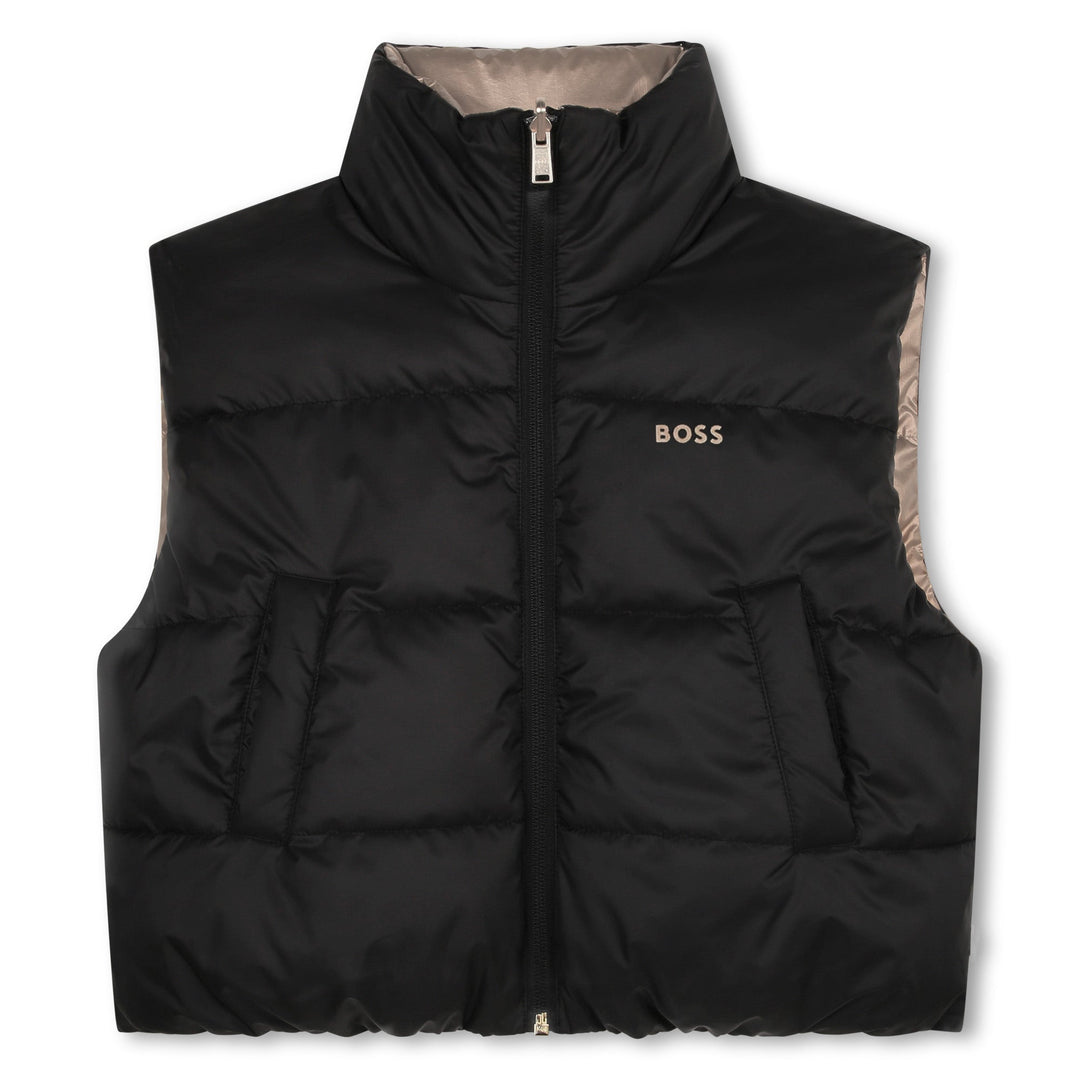 Reversible Puffer Vest - Black/Beige - Posh New York