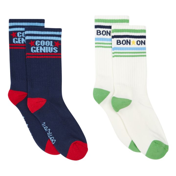 Socks Duo G - Creme Navy - Posh New York