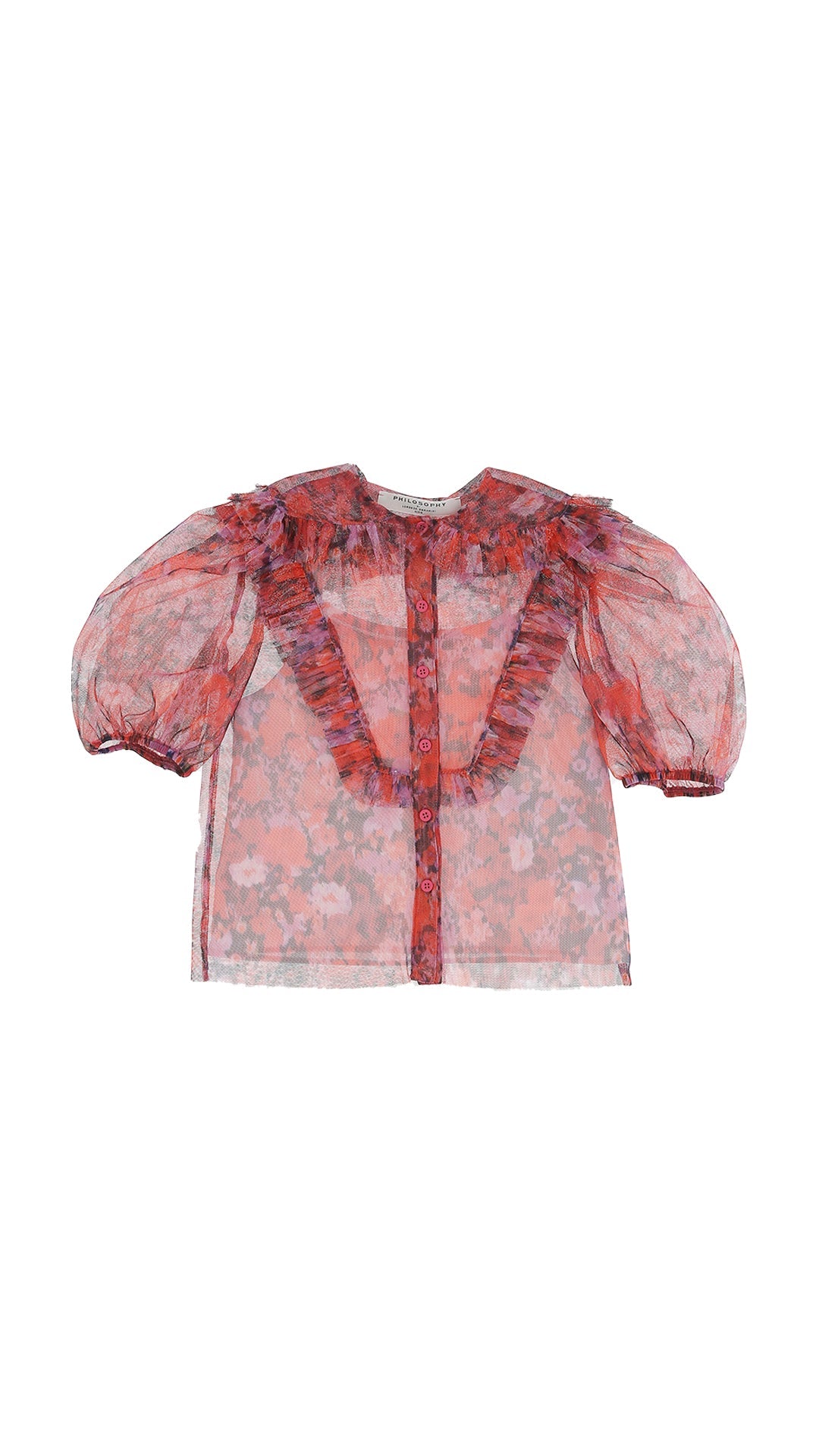 SS All Over Print Top with Ruffles - Multicolor - Posh New York
