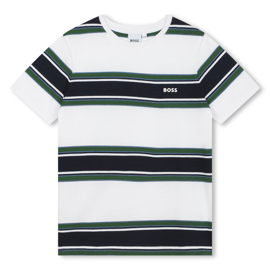 Striped SS T-Shirt - White Green - Posh New York