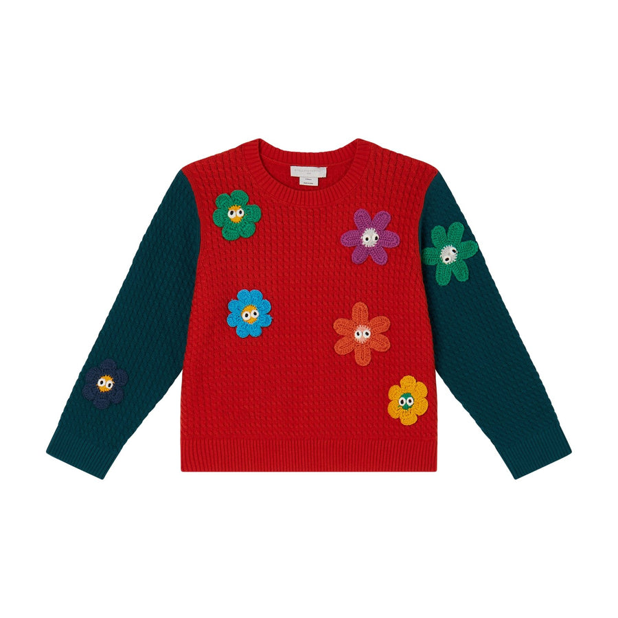 Sweater whit 3D Flowers - 437 Red - Posh New York
