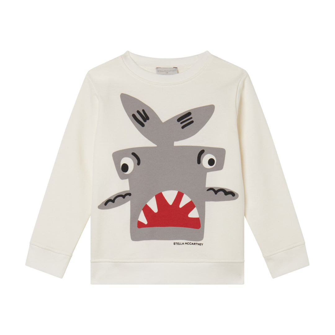 Sweatshirt with Hammer Shark Print - White - Posh New York