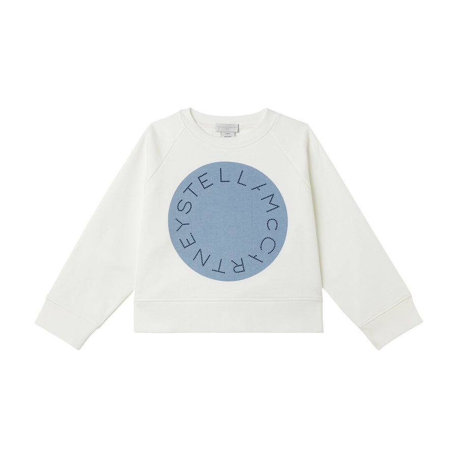 Sweatshirt with Logo Disk Print - White - Posh New York