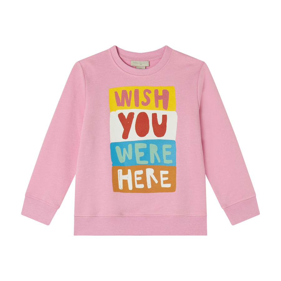 Sweatshirt with Wish You Were Here Print - Pink - Posh New York