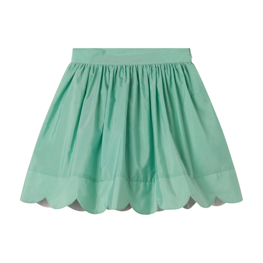 Taffeta Skirt with Contrast Scallops - Green - Posh New York