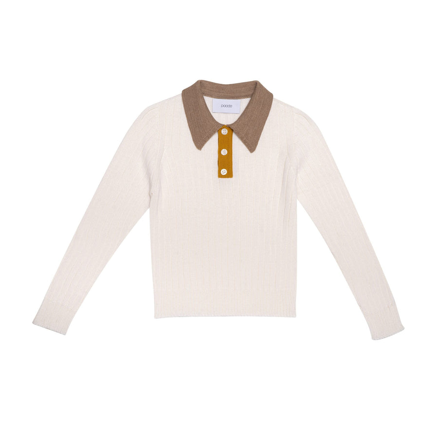 Wool Seamless Knit Poloshirt - White - Posh New York