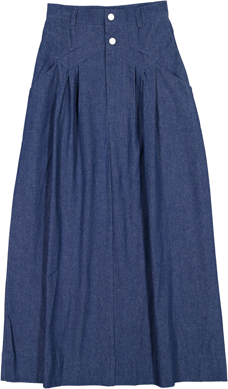 Zig Zag Detailed Maxi Skirt - Denim Blue - Posh New York